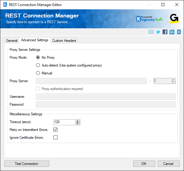 GoToWebinar Connection Manager - Advanced Settings